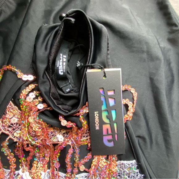 NWT Jaded London AS IS Black Sequin Fringe Sleeveless Bodysuit - Picture 7 of 13